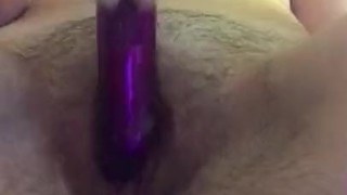 cute teen masturbates with big purple dildo
