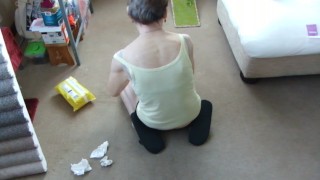 I Clean My Carpet In A Sexy Way! Look At My Black Knickers...Sexy...
