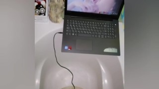 Musturbating while watching 2 lesbians on my laptop fucking each other.