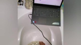 Musturbating while watching 2 lesbians on my laptop fucking each other.