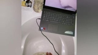 Musturbating while watching 2 lesbians on my laptop fucking each other.
