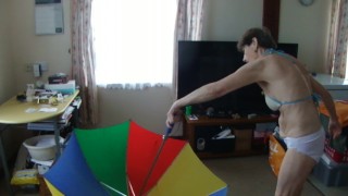 Sexy Playing With My Biiig Looong Umbrella!....Just For Youuuu!...