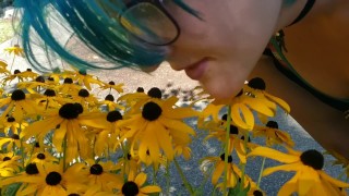 Seattle Ganja Goddess has a smoke and flashes in a cemetary PUBLIC PAWG Halloween goth alternative 