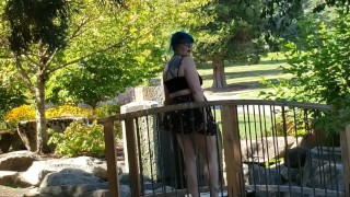 Seattle Ganja Goddess has a smoke and flashes in a cemetary PUBLIC PAWG Halloween goth alternative 