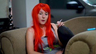 Hot Redhead Smoking