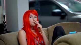 Hot Redhead Smoking