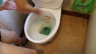 Look At My Bum...I Clean My Toilet In A Black Thong And Blue Sports Bra...