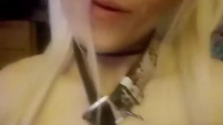 She wants choked so bad she does it herself. Freak slut whore dirty girl