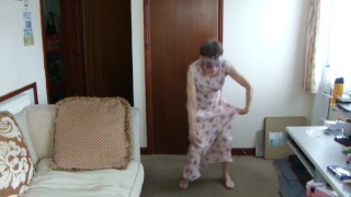 Sexy Catwalk With Dress & Eye Mask....Sexy Just For You! Look At My Legs!