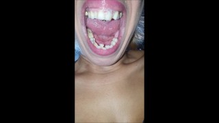 Mouth, tongue, teeth and spit fetish - Short