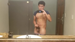Young hispanic jerking off in public restroom Onlyfans rickdick98