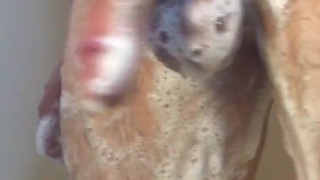 Stroking my dick in the shower