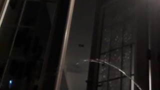 Cuckold ordered to piss outside all over himself and into his own mouth