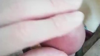 Tie with a string and masturbate