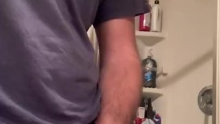 Horny frat boy caught jerking off in college bathroom