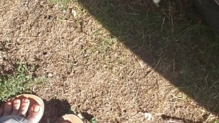 Country Girl Pees On Abandon Car On Dirt Road