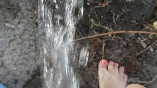Babysitter Public Desperation Piss Theough Tire Swing
