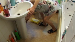 Cleaning My Sink In A Flowery Night Dress, Watch Me Doing It For You!!!