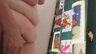 Fucking my dildo with my tits in the shower pt 2