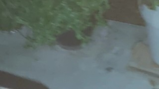 Playing with my fat pussy naked on my porch 