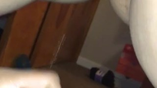 Sexy teen pisses on cock