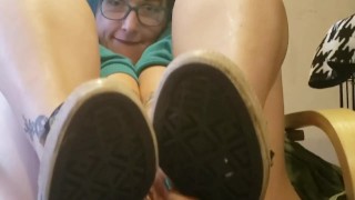 Seattle Ganja Goddess loves her Batman Converse! Shoe fetish lesbian pawg
