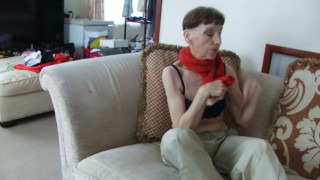 Sexy Play With My Fluffy Red Scarf, In Black Bra And Sexy Long Trousers...!