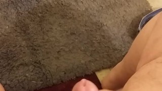Fat guy cums before bed 