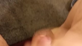 Fat guy cums before bed 