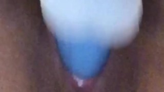 Teen takes huge dildo 