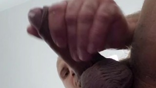 View from below! Balls bouncing, cum dripping 