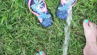 Pee Play Girl Pees On Shoes At Park