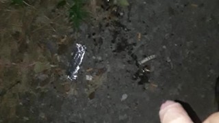 Pissing on the plants outside