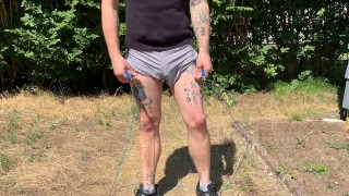 Jumping rope bulge bouncing dick print