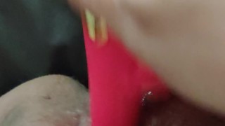 Using my first toy ever on my fat creamy pussy
