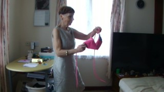 Pink Knitted Bra By Me And Playing Sexy Touching My Boobs, Fun And Sexy!
