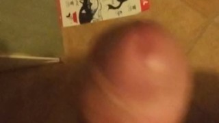 Wanking my hard cock with cum shot 
