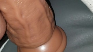 Fucking dildo while husband drives