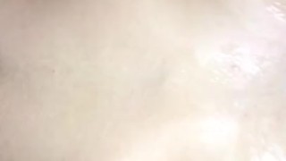 POV Handjob, cum on wife’s tits. Husband licks the cum right off her chest.