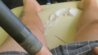 Girlfriend sucks me off with the vacuum cleaner for the first time.