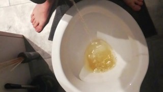 My hairy dick pissing just after jerking off