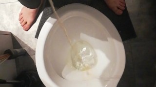 My hairy dick pissing just after jerking off