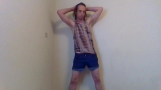 Goofy Cute Transgirl Stripping Jokingly Playfully