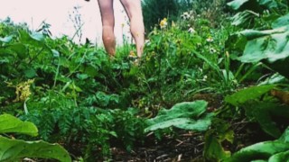 Strip naked in field