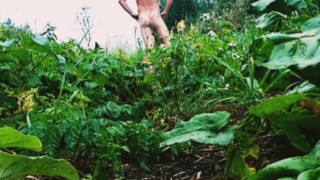 Strip naked in field