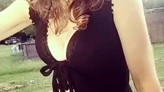 Sexy smoking @ sunrise- black romper & heels- long legs tight body- public