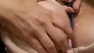 hot brunette, with big tits you palm the cum on her tits and massages them