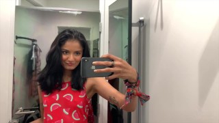 NAUGHTY HOT ASIAN TEEN RIDES DILDO IN PUBLIC CHANGING ROOM