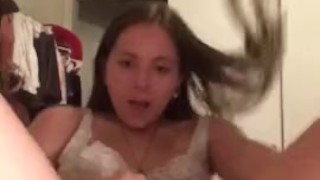 Sexy Teen Taking Off Kinono and panties to cum with her toy