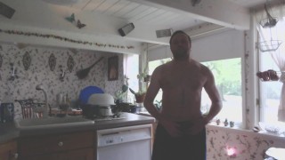 Naked and Cumming by the Wide Open Kitchen Window